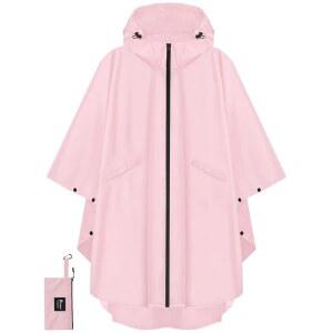 포켓과 지퍼가 레인코트 방수 폰초 PTEROMY 경량 레인 후드 남녀용 달린