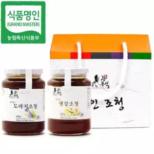 () 명인 조청 세트(도라지 생강 600gx2개) 명인엿 물엿 쌀엿 업소용 맛있는 맛있는쌀 대용량 대용량쌀