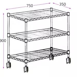 메탈 선반 메탈랙 진열대 보관대 수납정리대 750 3단다용도실 베란다장 앵글 조립 조립식 철제장 틈새 이동