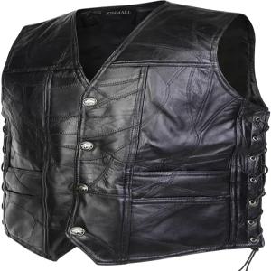 남성 클럽 스타일 클래식 블랙을 위한 XINMALL 모터사이클 가죽 바이커 조끼