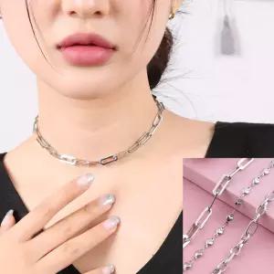 N262 써지컬 스틸 B 볼드 체인 초커 레이어드 실버 3가지 타입 무알러지 여자 여성 두꺼운 데일리 패션 고양이 강아지 목걸이 선물