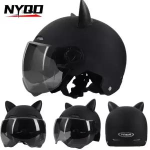 귀가 있는 올 시즌 전기 자동차 헬멧 여성과 남성을 전기 오토바이 반 헬멧 레트로