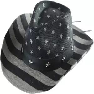 투레뷰 웨스턴 카우보이 카우걸 선햇 프린트 아웃백 밀짚 모자에 넓은 챙과 벨트 버클이 있습니다