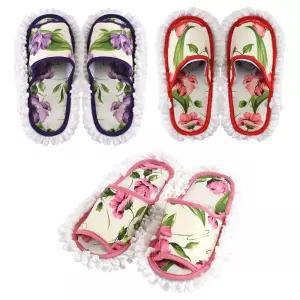 초극세사 청소 슬리퍼 탈부착 가능 걸레 실내화 거실화 신발 발걸레 탈가능 꽃무늬