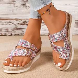 슬송렉샵 여자 하계 통굽 웨지 빅사이즈 슬리퍼 키작녀 꾹2