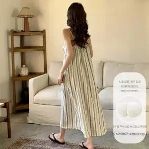 치마 롱 여름 캐주얼 편안한 커플 나시 잠옷 MN 스트라이프 잠옷세트 슬립 OOTD2