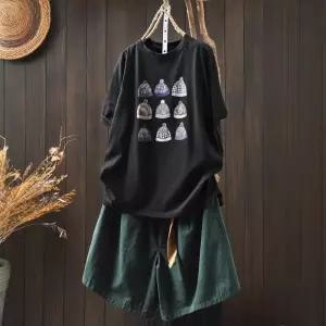 스파이더맨 여성용 면 여름 캐주얼 후드 프린트 앞짧은 뒤 긴 반팔 티 상의 OPH1