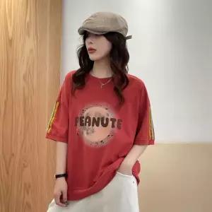 스파이더맨 여친 캐주얼 스트라이프 별 상의 프린트 평행 트렌디 봄철 티셔츠 5부 OPH1