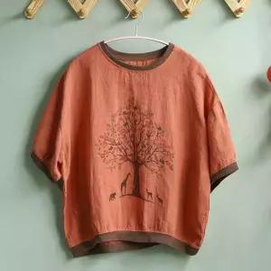 스파이더맨 여성 빈티지 캐주얼 나사 루즈핏 블럭 라운드 린넨 프린트티 맨투맨 프린트 톱 티셔츠 OPH1