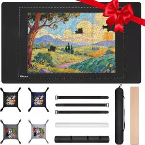 MoKo 직소 퍼즐 매트 롤업 46인치 x 26인치 세이버 패드 4개의 분류 트레이 및 여행용 보관 가방 최대