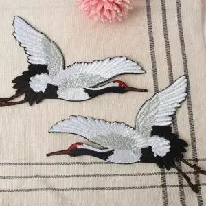 학 새모양 와펜 자수 패치 한복 의류리폼 diy 빈티지 열접착 자수와펜 열접착식와펜