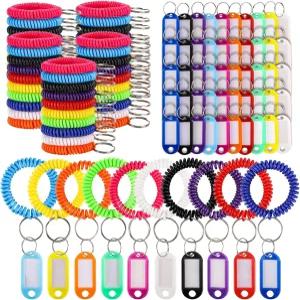 50Pcs 손목밴드 열쇠고리 코일 라벨 신분증 배지 사우나 체육관 수영장 및 스포츠용 컬러풀 스프링 나선형