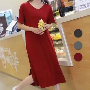 A라인 롱 원피스 홈 웨어 봄 여름 반팔 드레스 루즈핏 잠옷 롱원피스 봄원피스 빅사이즈