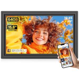 [미국배송] 64GB 15.6인치 대형 디지털 액자 1920 X 1080 FHD IPS 터치 스크린을 갖춘 UHALE WIFI 전자 사진 자동 회전 벽 장착 SD&USB 카드 지원 휴대폰 사진/비디오 즉시 공유