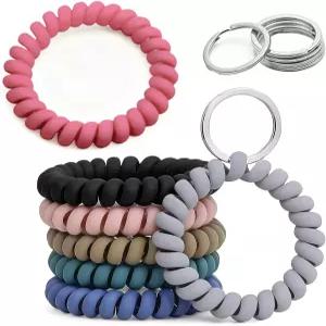 ULUEXEZA 7 PCS 신축성 나선형 코일 손목 열쇠고리 사우나 헬스장 스포츠 및 야외 활동을 위한 스프링 밴드