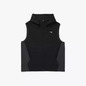 DIADORA 페이스쉴드 러닝 후드 집업 베스트 BLACK 314519