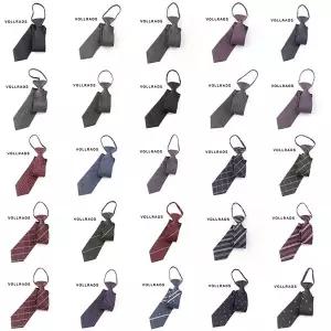 [하프클럽/볼란츠옴므]자동 지퍼타이 솔리드 스트라이프 체크  패턴타이VN450