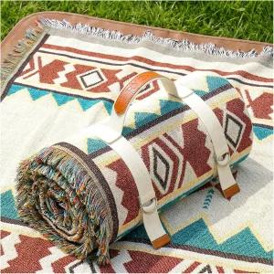 RYCHIC 2 in 1 초대형 야외 피크닉 매트 직조 여름 담요 보호 자이언트 비치 여행 필수 요가 액세서리 파크