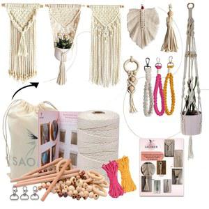 SAOMER 초보자용 3MM 219야드 7가지 쉬운 키트 657피트 130피스 마크라메