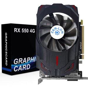 ZER-LON Radeon RX 550 4GB 그래픽 카드 GDDR5 128비트 PCIE 3.0 컴퓨터 게이밍 GPU HDMI/DP/DVI 포트가 포함된 1183MHz 비디오 4K 지원