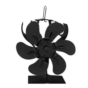 신형 열전달 스토브 팬 에코 조용한 블랙 6날개 장작 난로 효율적인 열 분배 겨울 난방기