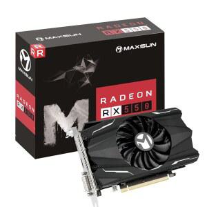 Maxsun AMD Radeon RX 550 4GB GDDR5 ITX 컴퓨터 PC 게임 비디오 그래픽 카드 GPU 128비트 DirectX 12 PCI Express X16 3.0 DVI-D 듀얼 링크 HDMI 디스플레이포트