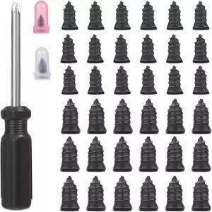 36pcs 타이어 수리 고무 스터드 진공 키트 나선형 나사 플러그 퀵 도구 오토바이 트럭 트랙터 플랫 DIY
