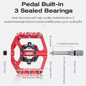 스포츠 자전거부품 CXWXC 2 In 1 SPD 자전거 자동 잠금 페달/MTB/도로용 플랫 페달 알루미늄 미끄럼 방지 3