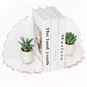 가리비 아크릴 책꽂이 책 파일 CD 및 비디오 게임용 미끄럼 방지 패드가 있는 2개의 헤비 듀티 클리어