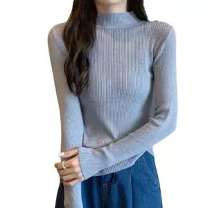 인기 골지 목폴라 인기 캐주얼 니트 목티 폴라티 여자긴팔 기본티