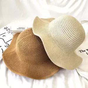 준캡 봄 여름 가을 물결챙밀짚 벙거지 여성 여자 모자 버킷햇 밀짚모자