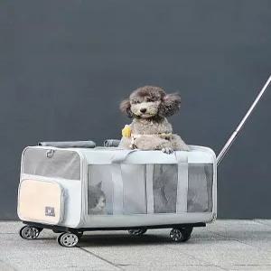 펫 유모차 대형 트롤리 접이식 강아지 고양이 바구니 이동식 반려동물 카트