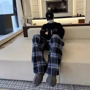 남성 바지 배기핏 빅사이즈 빈티지 체크 기모남 루즈핏 와이드 팬츠 클린핏 OP1