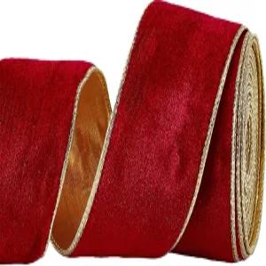 렛츠인스타일 10야드 24인치 버건디 글리터 벨벳 리본 빈티지 골든 와이어 엣지 크리스마스 웨딩 화환 선물