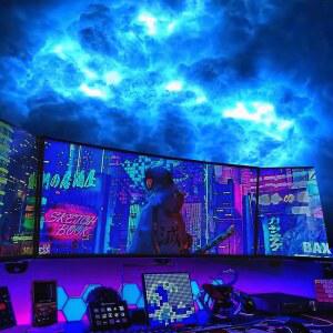 퓨슬라이트 3D 썬더클라우드 LED 라이트 코튼 라이트닝 클라우드 컬러풀 분위기 나이트 라이트 DIY 크리에이티브 클라우드 라이트 게이밍 룸 차고 클럽 바 DJ 파티 라이트 16피트