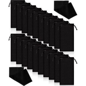 FLUTESAN 40팩 안경 선글라스 파우치 포함 극세사 클리닝 2개 케이스