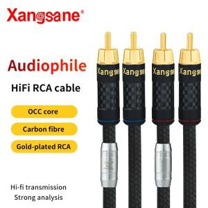 Xangsane Hifi Rca 수-수 오디오 케이블 전원 플러그 앰프 CD 탄소 섬유 5N OCC 4 코어