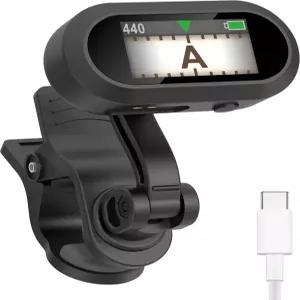 충전식 손데리 기타 우쿨렐레 튜너 클립 읽기 쉬운 간단한 TFT 화면 매우 빠르고 정확한 튜닝 헤드스톡