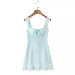 픽토 봄 원피스 여성용 민소매 이른 끈 레이스 스트링 젠1