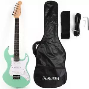 일렉트릭 기타 그린 컬러 36인치 쇼트 스케일 3/4 사이즈 미니 연습용 여행 음악 쇼와 파티용 솔리드
