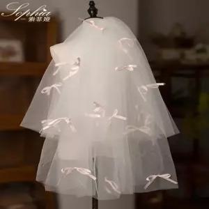 핑크 드레스 소품 액세서리 면사포 리본 헤어 웨딩베일