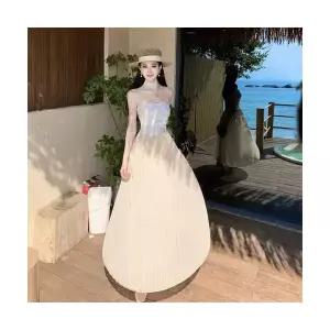 픽토 여자 레이스 원피스 백 민소매 톱 여름 롱스커트 A라인 스커트 젠2