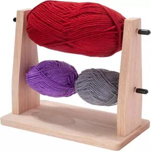코바늘 뜨개질 및 뜨개질용 돈밀스 나무 실 홀더 2단 수평 정리 도구 볼 보관 랙 크로셰 용품 액세서리