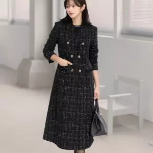 시크라인 ~XXL까지 스웰라 노카라 더블 버튼 트위드 자켓 겨울코디 하객룩 모임룩 오피스룩 데이트룩 연말