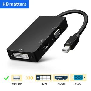 미니 디스플레이포트 to HDMI 4K VGA DVI 어댑터 케이블 3-in-1 1080P 썬더볼트 DP 컨버터 맥 노트북 PC용