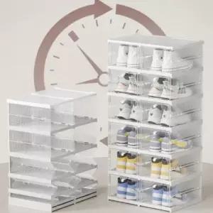 [반려] 투명 조립식 신발장 3개입 간이 수납함 다용도