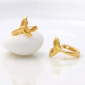 직장인귀걸이 골드핀 골드 원터치링 고래 꼬리 귀걸이 14K
