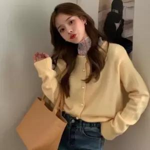 [SBD] 라운드넥 가디건 여성 진주알 폭신폭신 베이직