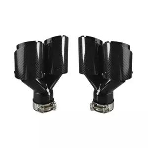 자동차 광택 머플러 팁 Y 모양 이중 출구 배기 파이프 깍지 장식 범용 스테인레스 블랙