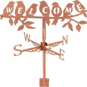슈퍼단트 버드 브랜치 웨더베인 웰컴 메탈 레드 구리 바람 야드 풍향 지붕 마운트 표지판 외부 정원 농장